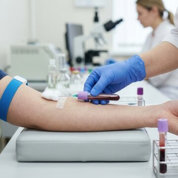 Medical Procedure Blood Draw In Laboratory Setting Professional Healthcare Scene