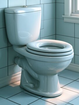 White ceramic toilet bowl with lid open in bathroom