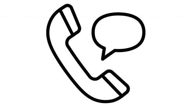 Minimalist Black and White Telephone Icon Symbolizing Communication Conversation and Customer Support Service Contact Concept