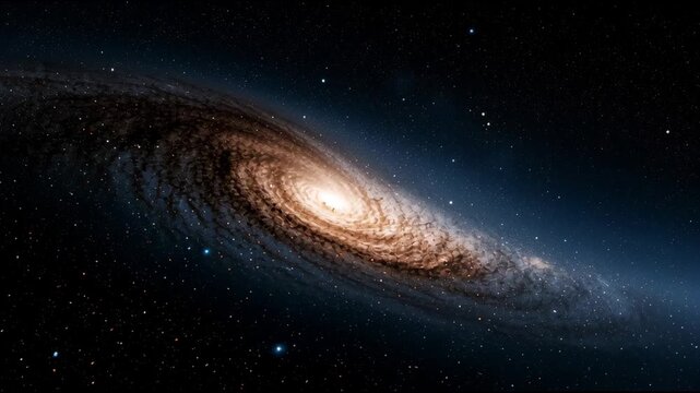 Bright band of stars arcs across a dark sky filled with dense stardust above the universe.