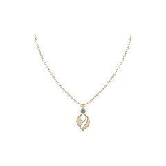 Fototapeta premium Elegant gold necklace with a delicate pendant and a small blue bead