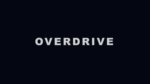 Overdrive text animation with circular hud on dark 4k background, motion hud heads-up, display