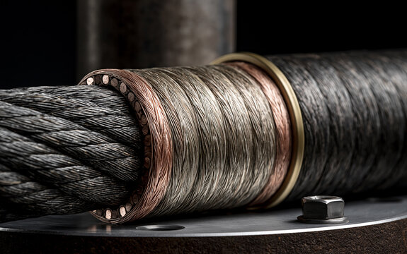Large composite cable on a metal
