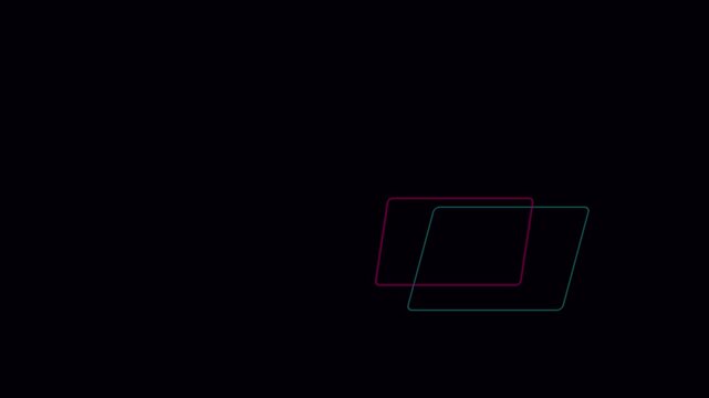 Neon geometric shapes motion abstract animation 4k background, with glowing cyan, and magenta rectangles