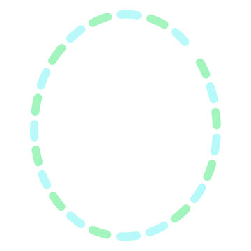 Mint dashed oval frame isolated on transparent background