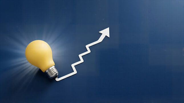 A creative idea as the beginning of a journey toward business growth, innovation, improved performance, and goal achievement through a focused and sustainable strategy