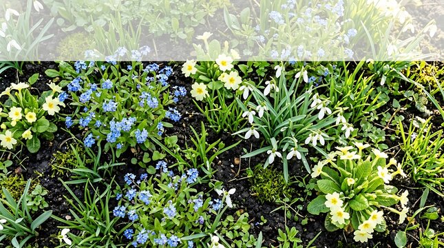 Spring Greeting Fresh Flower Blossom Garden Dew Green Background