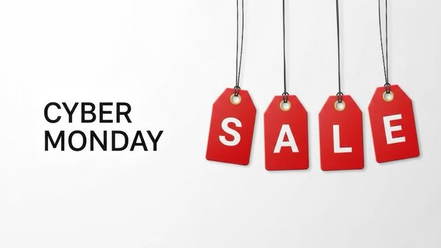 Cyber monday sale tags isolated on white background