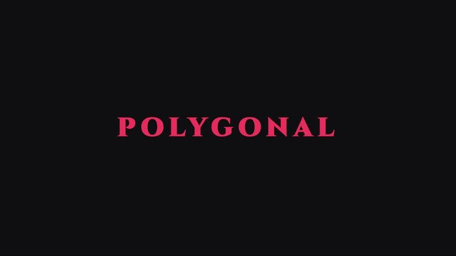 Polygonal text animation with minimalist red typography on 4k black background