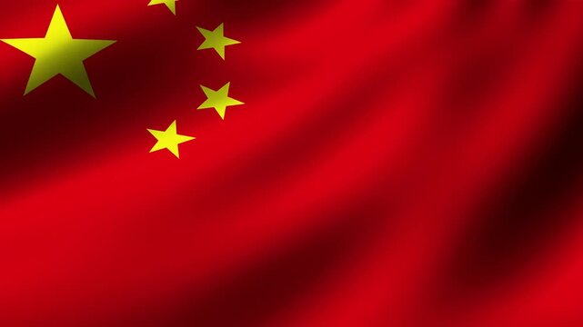National flag waving with five yellow stars across a red fabric background and soft folds