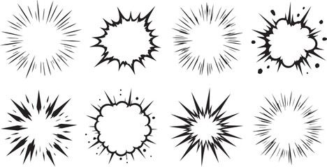 Fototapeta premium Comic book explosion effects and action burst speech bubbles