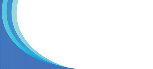 Obraz premium Clean modern abstract background featuring smooth blue and turquoise curved bands sweeping from the upper left to the bottom center, with a large white open area and soft geometric composition.