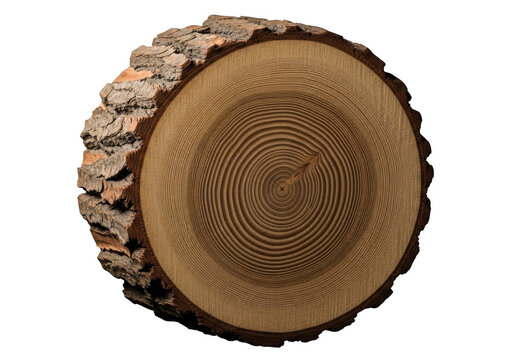 Cross section of a tree trunk isolated on transparent background