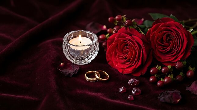 Valentine's Day Luxury Dark Red Rose Gold Background Elegant Greeting