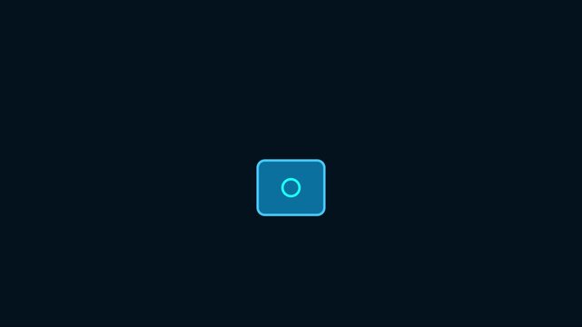 Minimalist loading animation with pulsing blue circle on dark 4k background, progress buffering digital