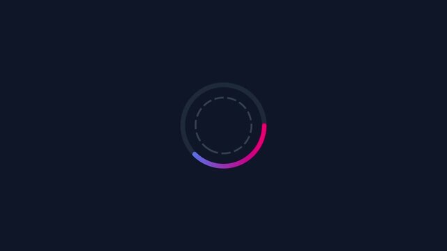 Minimalist loading spinner animation with gradient circular progress bar for ui and digital interface applications 4k