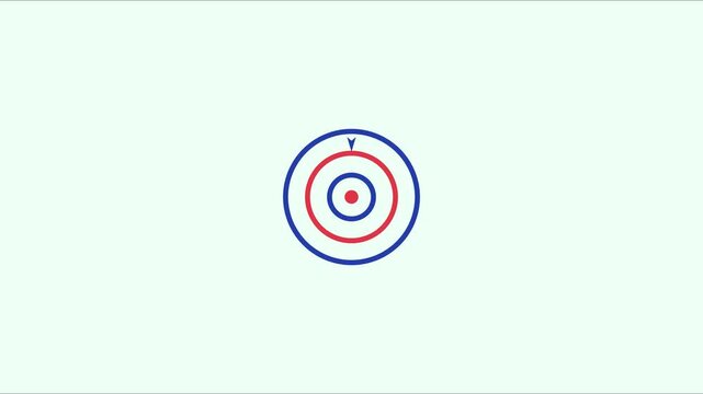 Minimalist target animation with rotating arrow for business strategy and goal setting concepts 4k