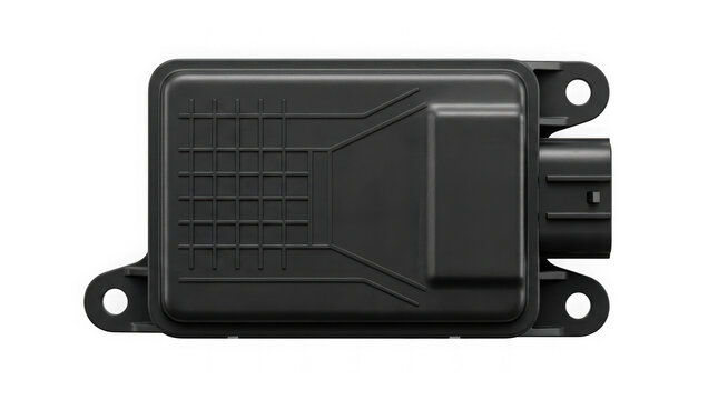 black automotive electronic control unit ecu computer module isolated on transparent background