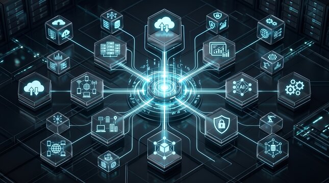 Centralized Cloud Network Hub Connecting Security Infrastructure and Enterprise Analytics Modules