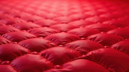 Obraz premium Close-up view of luxurious red quilted texture with deep stitching and button accents