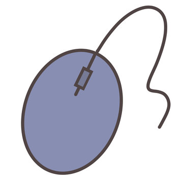 Computer mouse icon illustration. Hand drawn gray wired mouse isolated on white background.