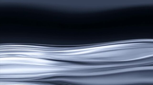 Abstract silver wave pattern with layered curves against a dark blue background