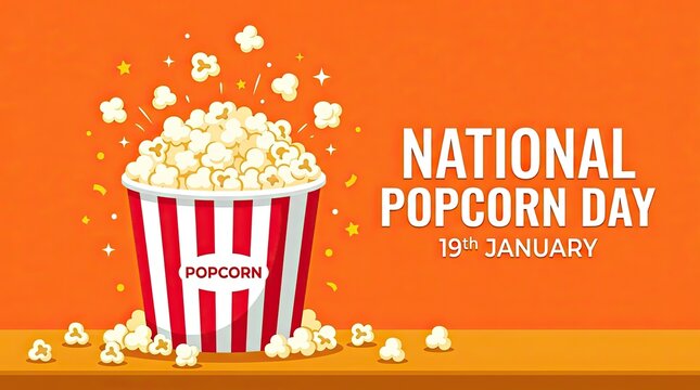 Popcorn bucket overflowing with kernels on national popcorn day celebration background with dedicated popcorn enjoyment kernels while celebrating celebrating special spills kernels themedgraphic