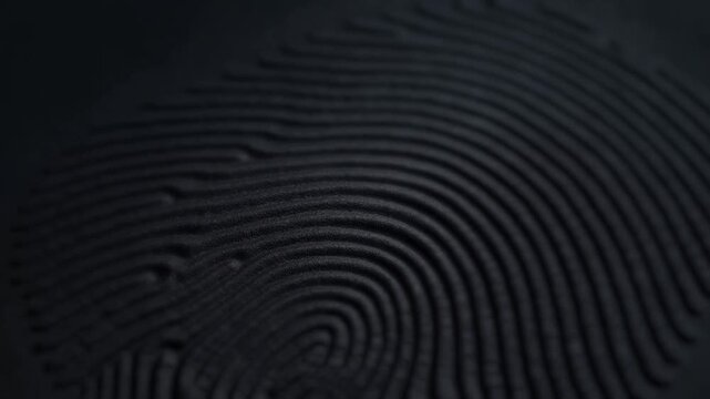 Fingerprint pattern visible against dark background in static closeup detail