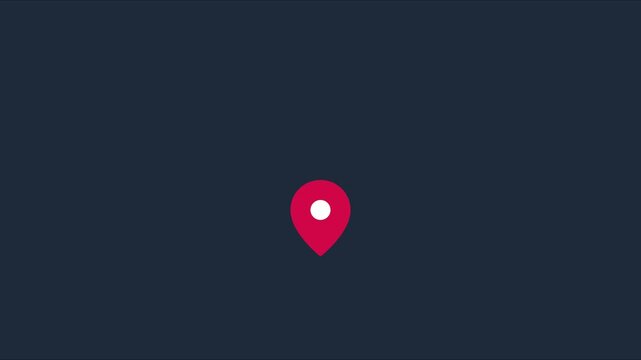 Animated map pin pulsing on dark animation 4k background, for location services, and navigation ui, location navigation