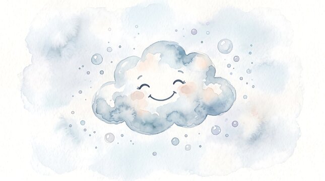 Cute Smiling Cloud Character Illustration

