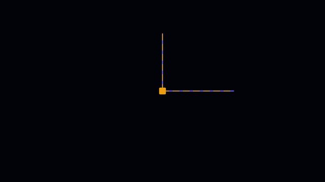 Minimalist digital clock timer animation with orange second hand and blue minute hand on dark 4k background