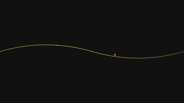 Minimalist gold sine wave motion on animation 4k black background, motion abstract