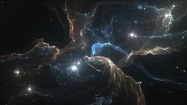 Mesmerizing cosmic nebula with swirling vibrant gases and glowing stardust in deep space