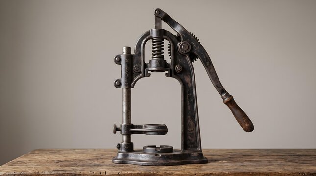Antique Cast Iron Manual Bottle Capping Press with Wooden Handle