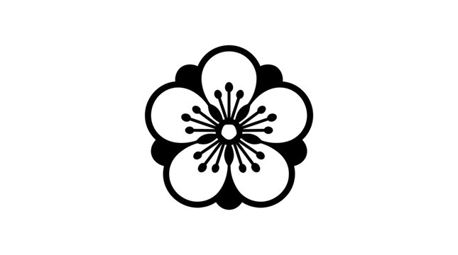 Traditional Japanese Plum Blossom Crest Icon Vector Design.