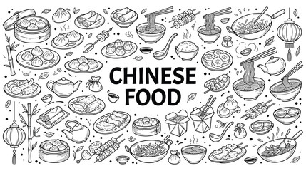 Obraz premium Chinese food assortment for dining, traditional Asian cuisine delicious.