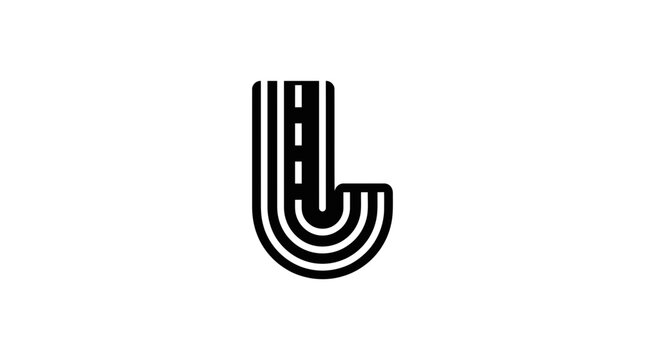 Minimalist Letter L Logo Concept Incorporating Road Highway Markings.
