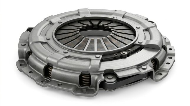 Clutch pressure plate assembly, isolated on pure white background