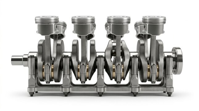Crankshaft assembly rendered on &hellip;, isolated on pure white background