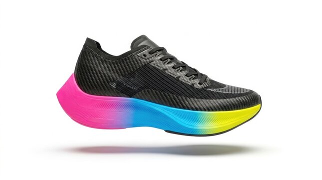 Marathon running shoe on white, isolated on pure white background