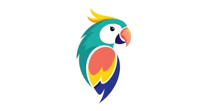 Colorful Parrot Illustration with Vibrant Feathers and Beak.