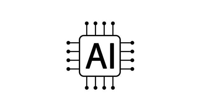 AI Icon Transforming into AI Chip Animation on White Background