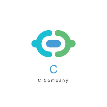 Connected circular shapes letter C logo for community and collaboration