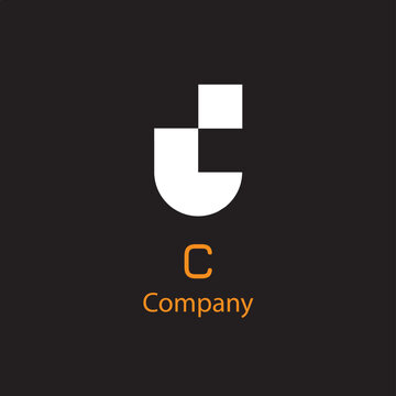 Minimalist geometric letter C monogram logo with bold negative space