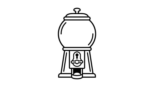 Minimalist outline illustration of a classic gumball machine.