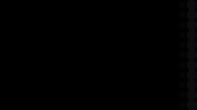 黒の丸い点が左から右へ画面を覆うブロックワイプの透過トランジション映像