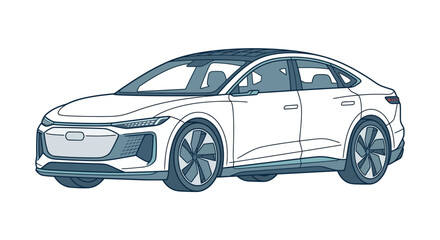 Naklejka premium Modern Electric Sedan Car Vector Illustration