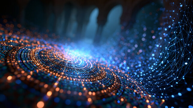 Abstract Futuristic Big Data Network Visualization Background