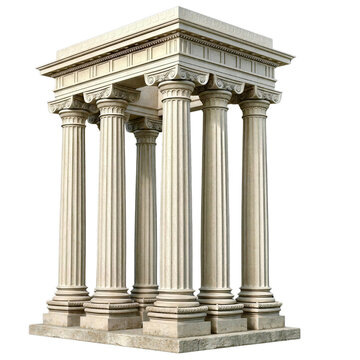 Classical Ionic Roman Columns Temple Pavilion 3D CGI Isolated on Transparent Background
