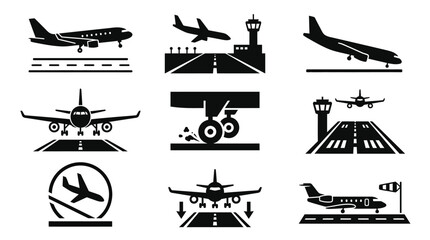Obraz premium Airplane icons on white background.